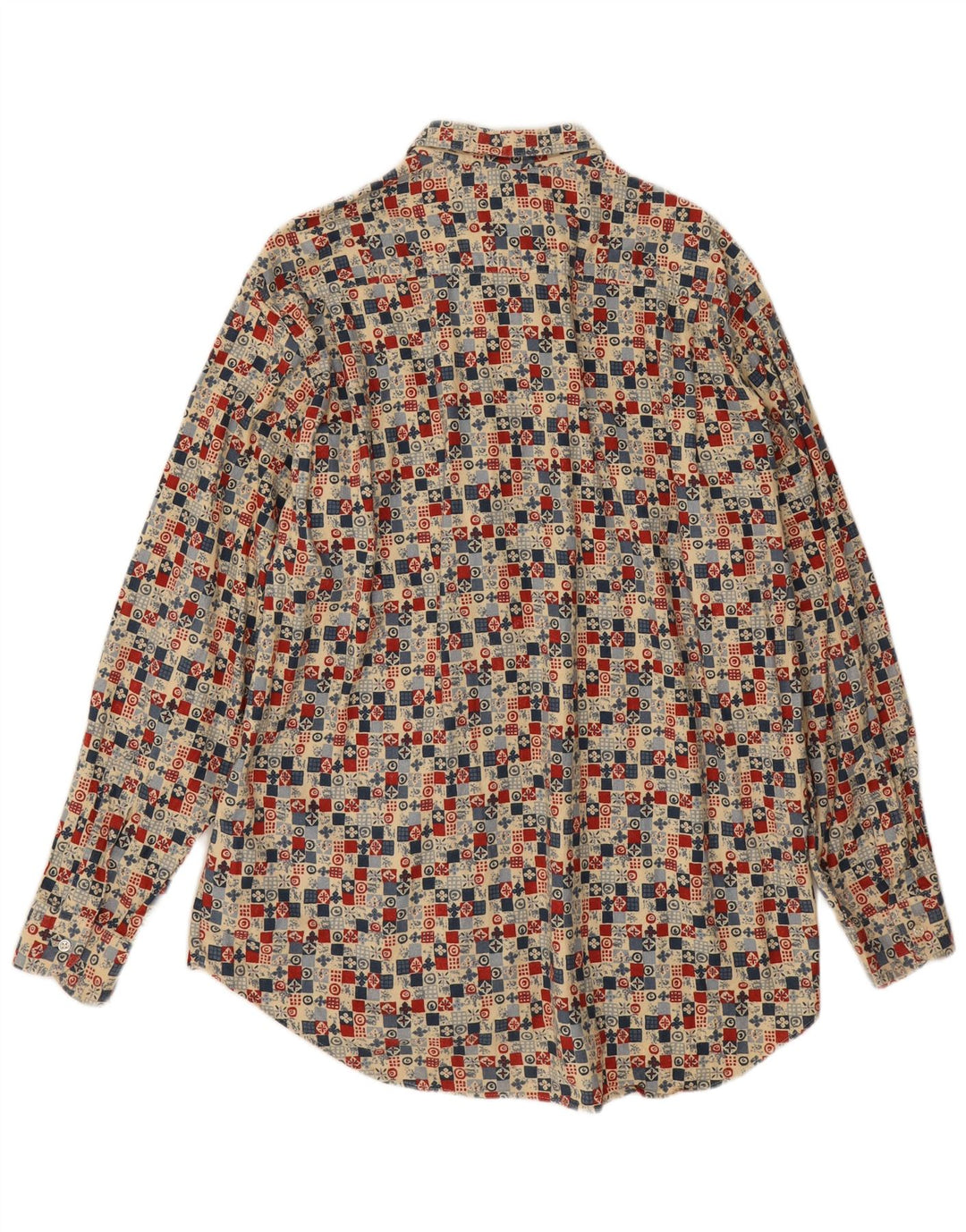 Camicia Sisley da uomo dalla vestibilità rilassata XL in cotone geometrico multicolore