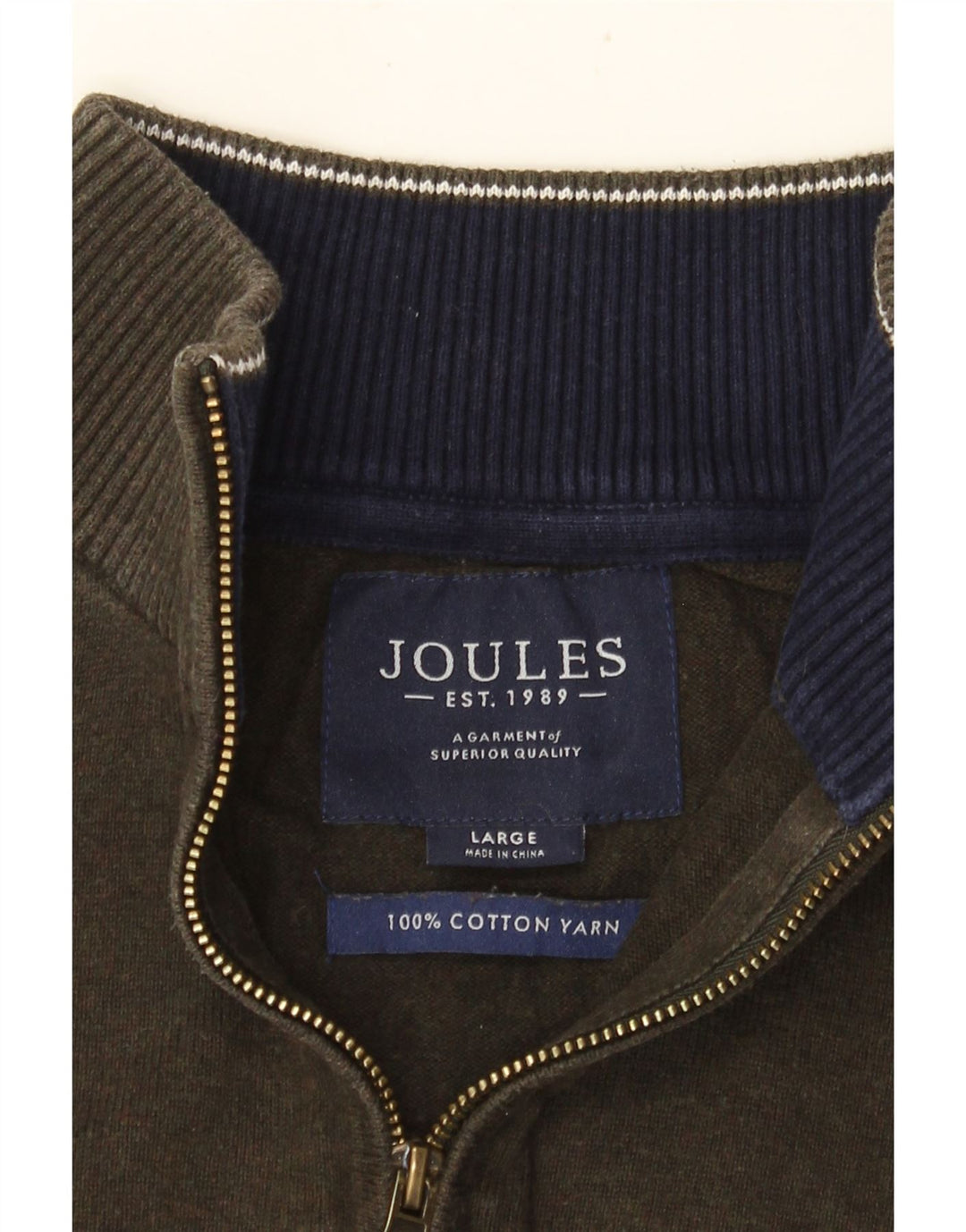 Joules Maglione da uomo con zip e collo grande in cotone verde