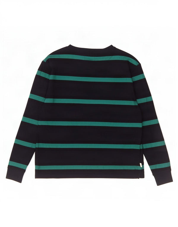 Marks & Spencer Top da uomo a maniche lunghe in cotone a righe grandi blu navy