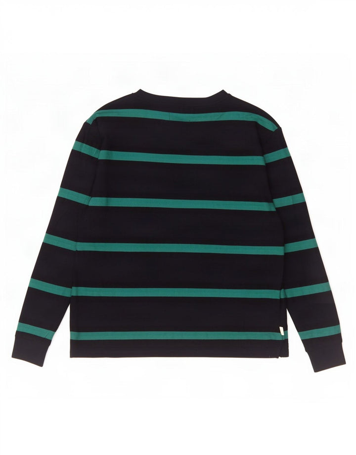 Marks & Spencer Top da uomo a maniche lunghe in cotone a righe grandi blu navy