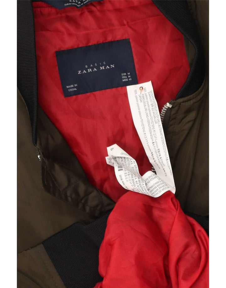 Giubbotto bomber da uomo Zara UK 38 poliestere verde medio