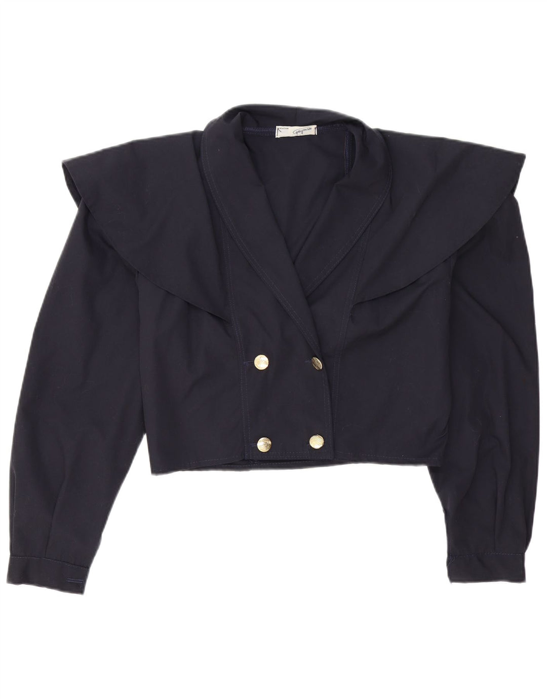 Giacca blazer doppiopetto vintage da donna corta UK 14 blu navy medio
