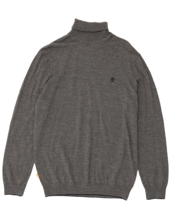 Timberland Maglione maglione collo alto da uomo XL in lana grigia
