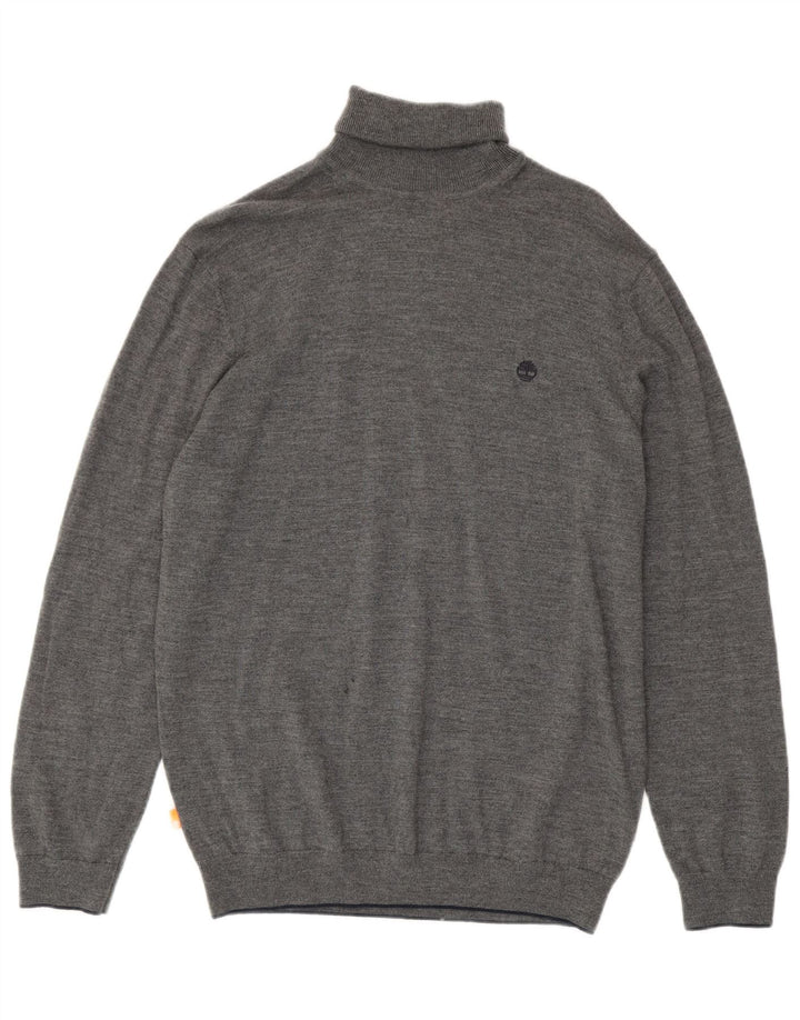 Timberland Maglione maglione collo alto da uomo XL in lana grigia