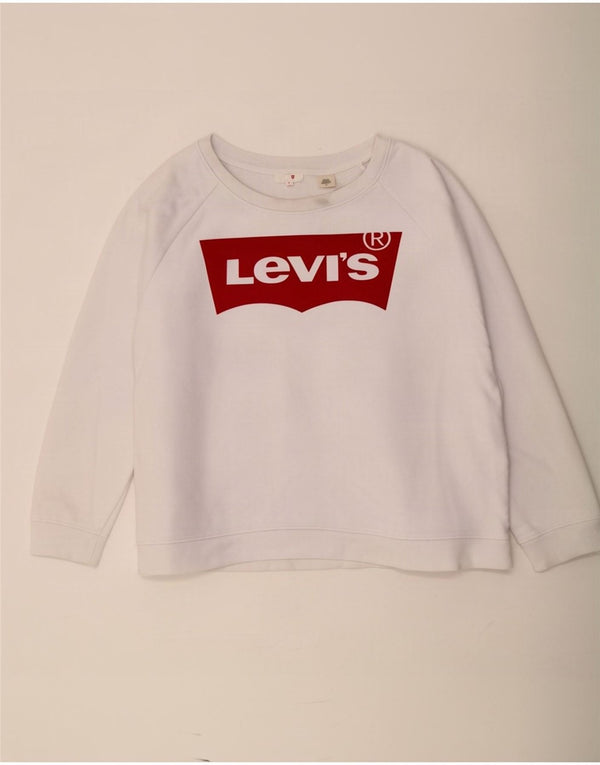 Levi's Donna Felpa oversize con grafica Maglione UK 16 Large Cotone bianco