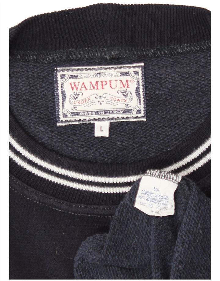 Felpa grafica da uomo Wampum Maglione grande acrilico blu navy