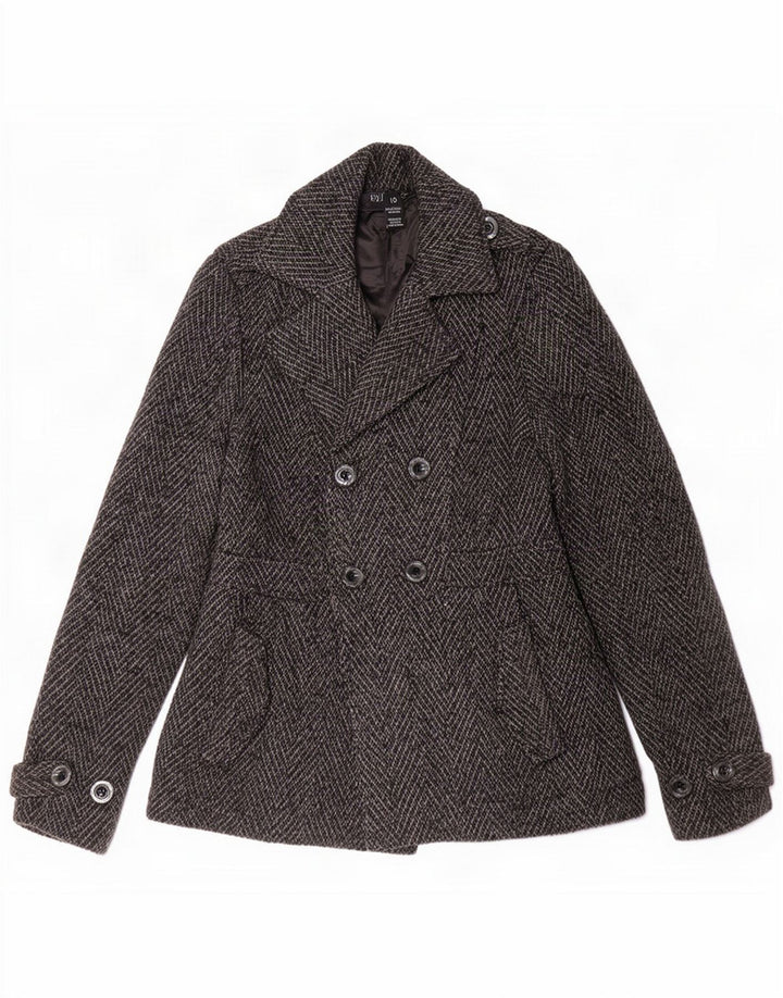 Cappotto da marinaio da donna Billabong US 10 grande poliestere grigio a spina di pesce