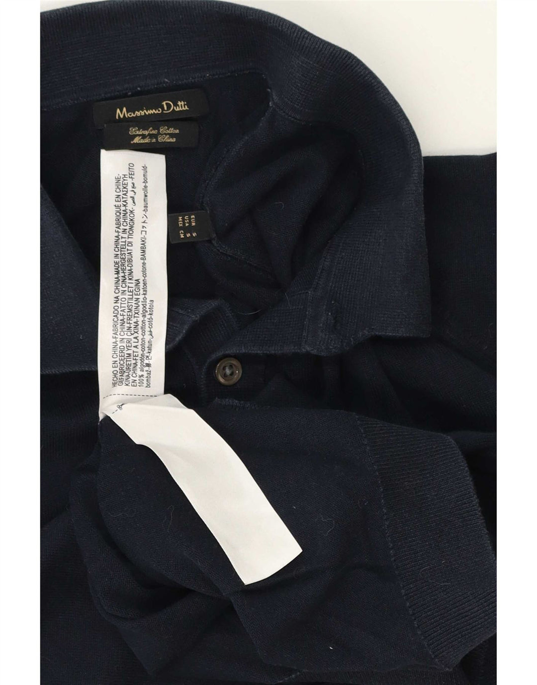 Massimo Dutti Maglione da uomo con collo alto piccolo in cotone blu navy