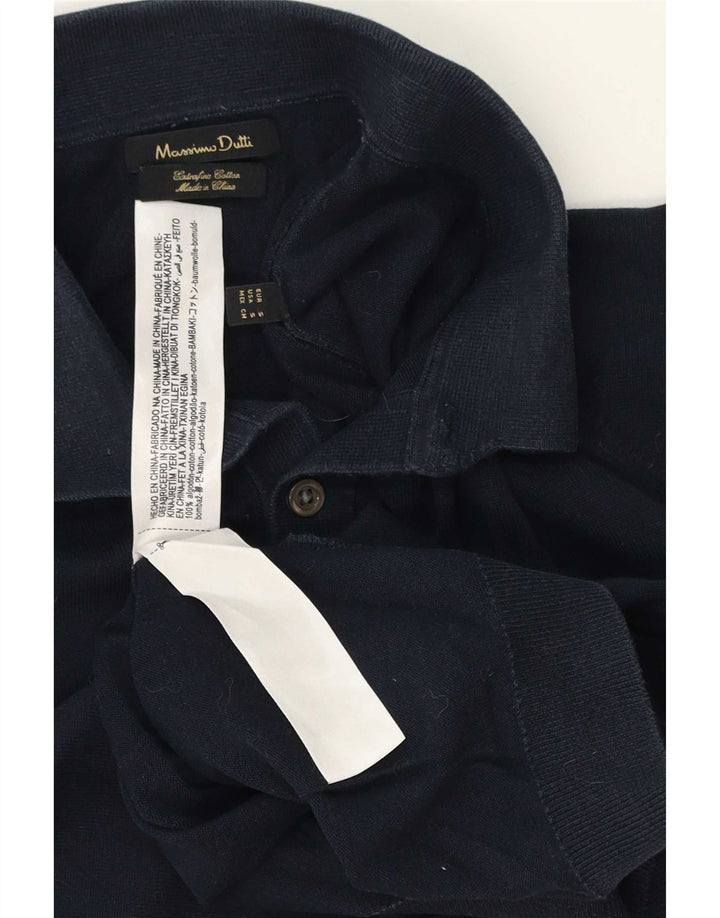 Massimo Dutti Maglione da uomo con collo alto piccolo in cotone blu navy
