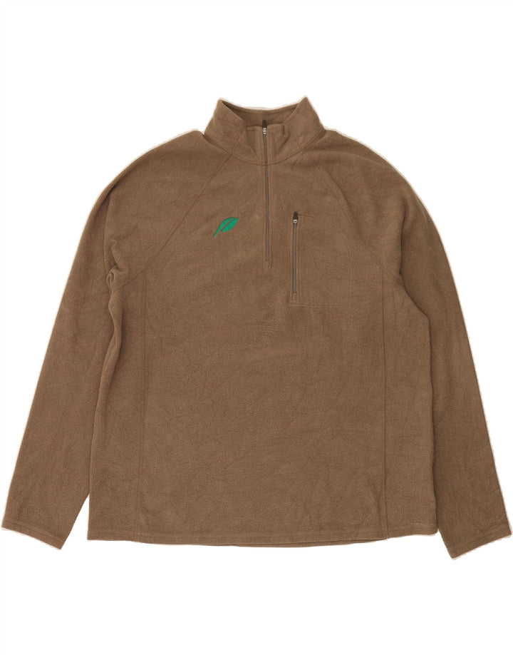 L.L.BEAN Mens Zip Neck Fleece Jumper XL Beige Polyester Vintage L.L.Bean and Second-Hand L.L.Bean from Messina Hembry 