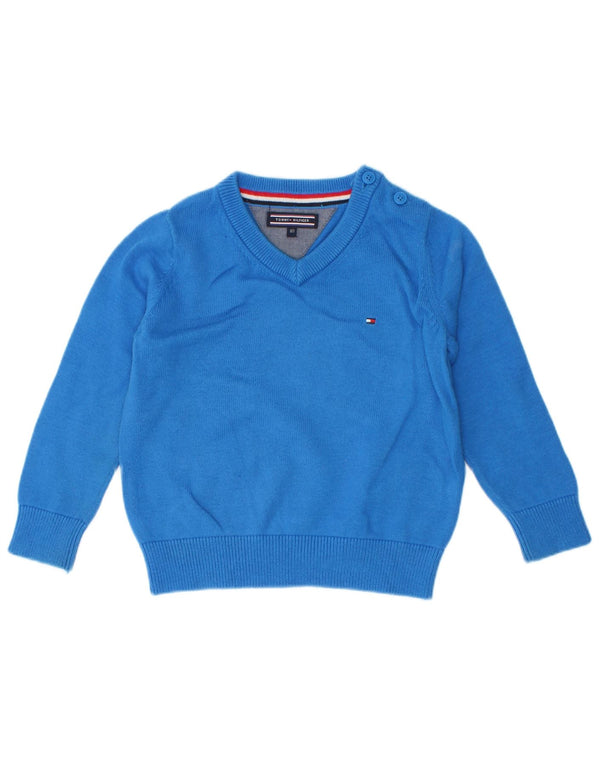 Maglione maglione con scollo a V per neonato Tommy Hilfiger 9-12 mesi in cotone blu