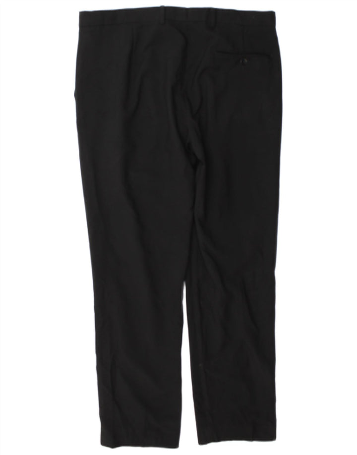 Pantaloni da abito regolari dritti da uomo Marks & Spencer W36 L31 poliestere nero