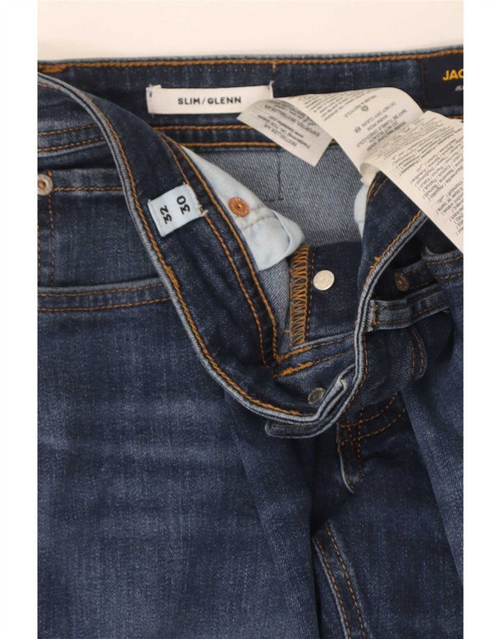 Jack & Jones Uomo GLENN Slim Jeans W32 L30 Blu Navy Cotone