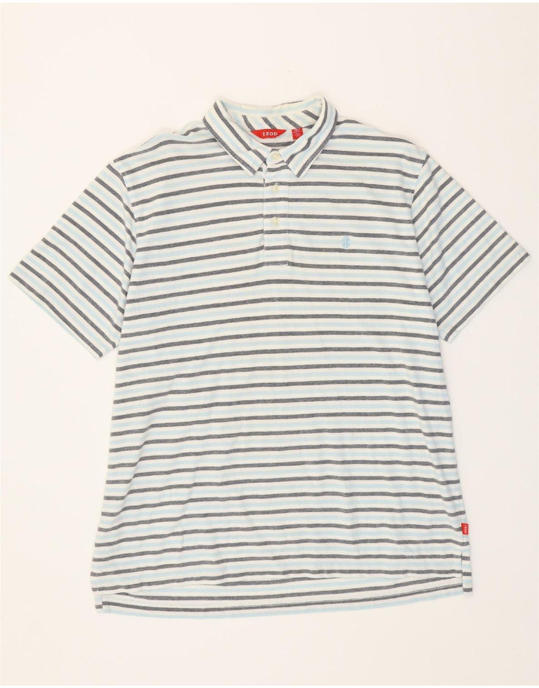 IZOD Mens Polo Shirt XL Blue Striped Cotton Vintage Izod and Second-Hand Izod from Messina Hembry 