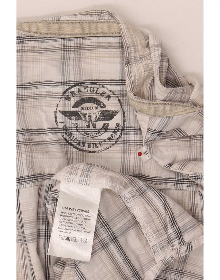 Camicia a maniche corte da uomo Wrangler in cotone a quadri bianco medio