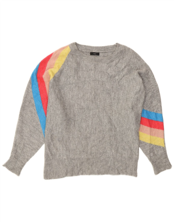 Maglione da donna M&Co con scollo a barca a pipistrello UK 14 Grigio medio a righe