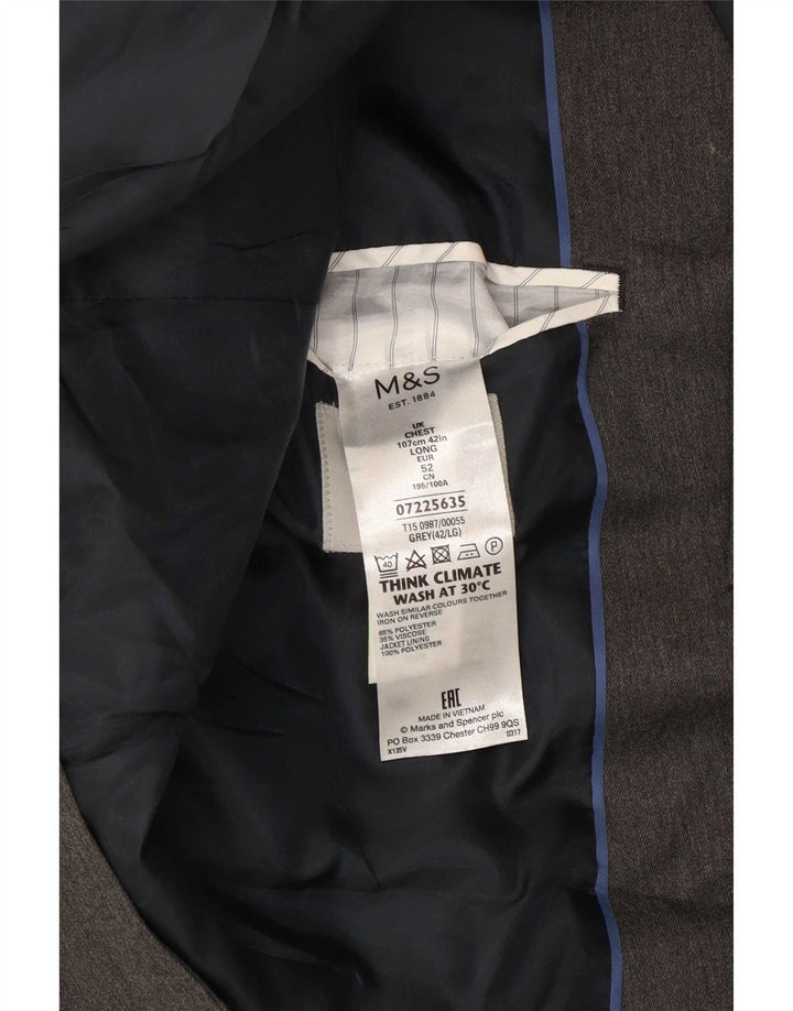 Giacca blazer a 2 bottoni Marks & Spencer da uomo UK 42 grande poliestere grigio