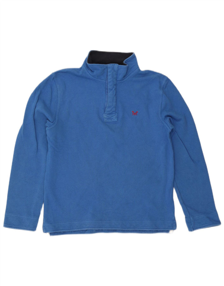 Crew Clothing Felpa da uomo con collo con zip, maglione piccolo in cotone blu