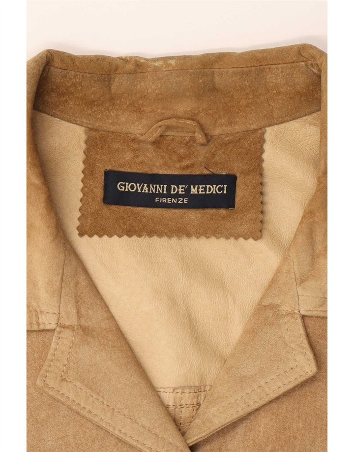 Giacca vintage in pelle scamosciata da donna IT 42 in pelle beige media