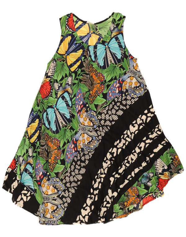Prendisole grafico da donna vintage UK 16 Grande farfalla multicolore