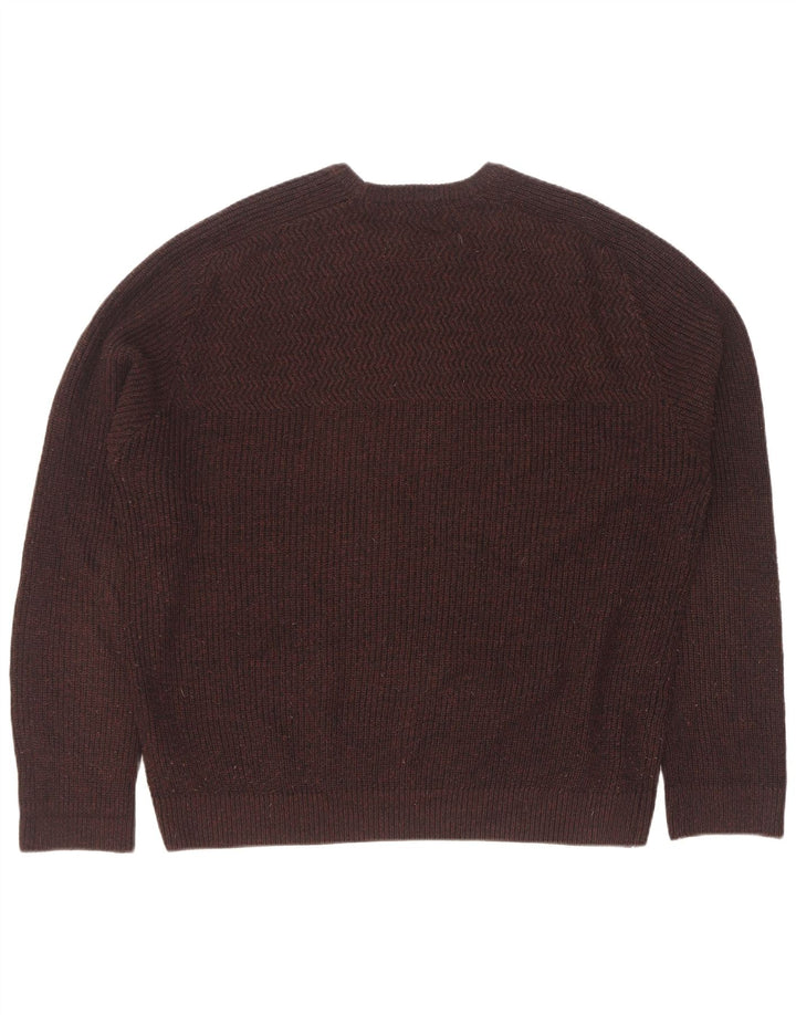 Maglione maglione girocollo da uomo Zara XL in acrilico marrone