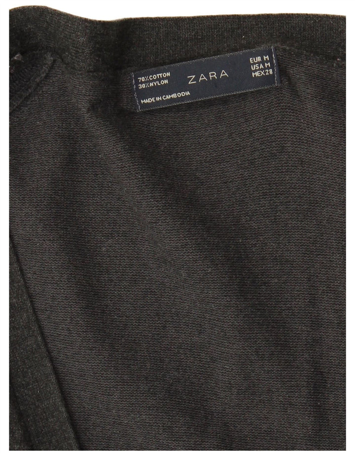 Maglione cardigan lungo da donna Zara UK 12 Cotone grigio medio