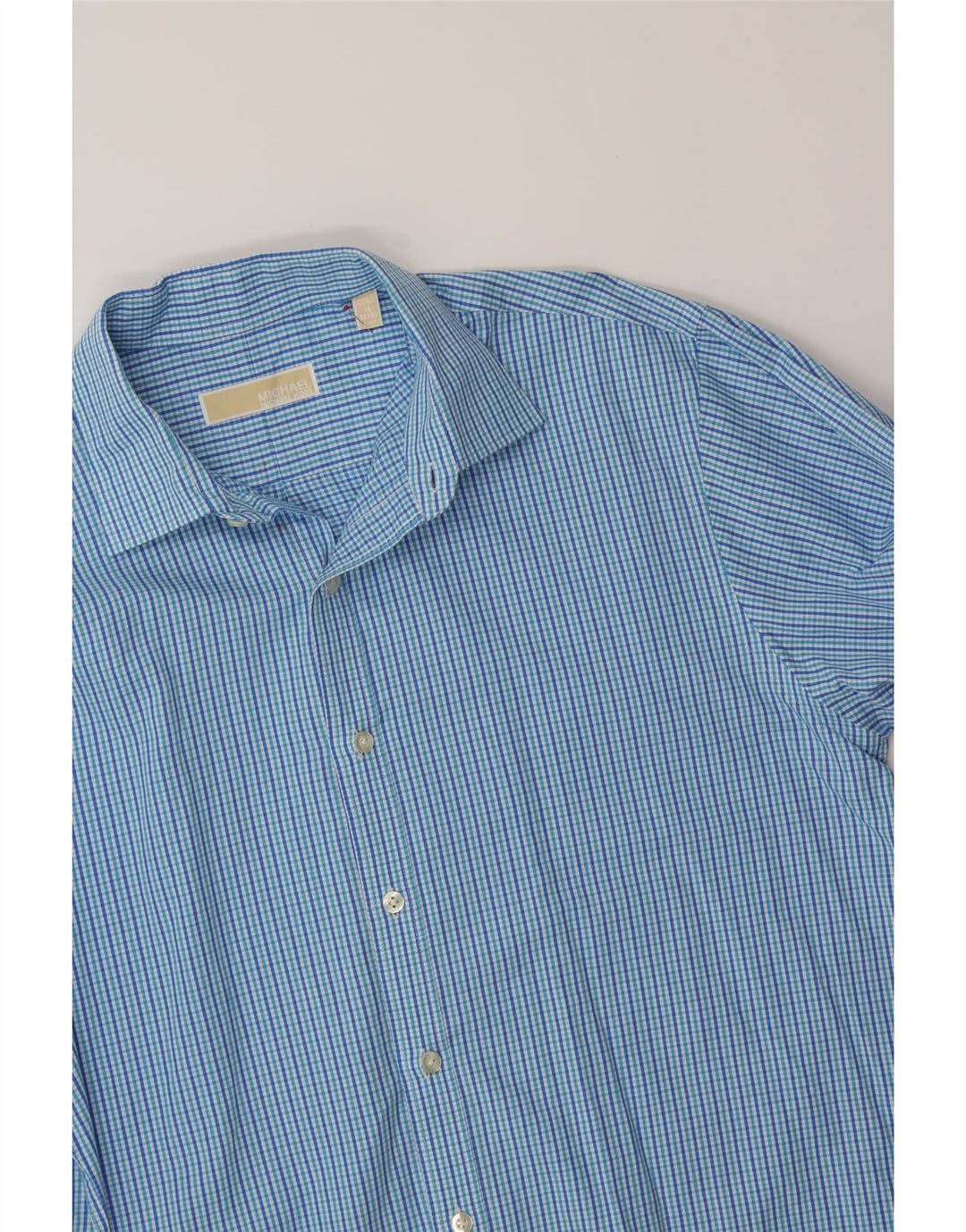 MICHAEL KORS Mens Tall Shirt Size 16 Large Blue Check Cotton Vintage Michael Kors and Second-Hand Michael Kors from Messina Hembry 