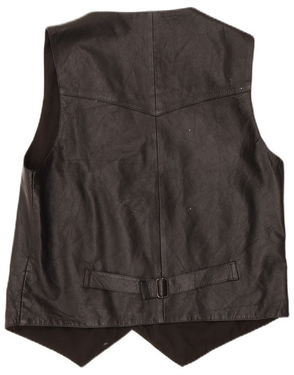 Gilet in pelle da uomo vintage medio nero