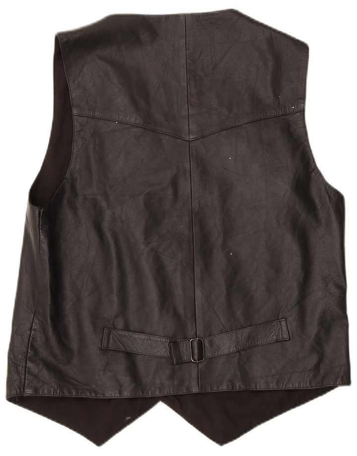 Gilet in pelle da uomo vintage medio nero