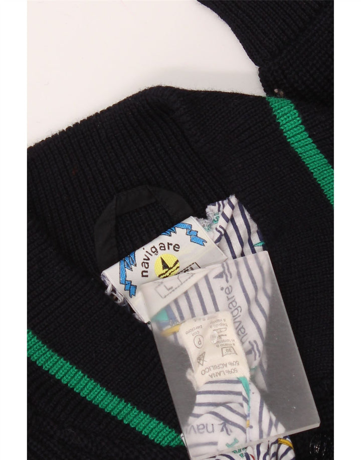 Maglione cardigan da uomo Navigare grande in lana blu navy