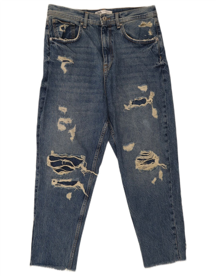 Jeans corti invecchiati da uomo Zara EU 40 medio W31 L26 cotone blu
