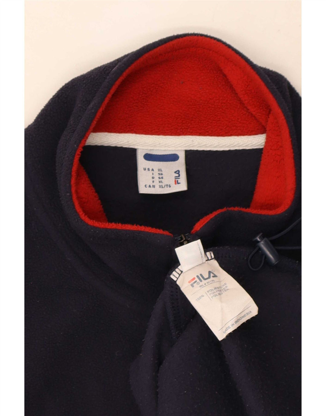 Maglione in pile da uomo Fila con zip e collo XL in poliestere blu navy