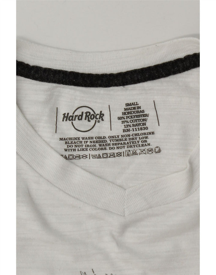 T-shirt grafica da uomo Hard Rock Cafe Barcelona, piccola, in poliestere bianco
