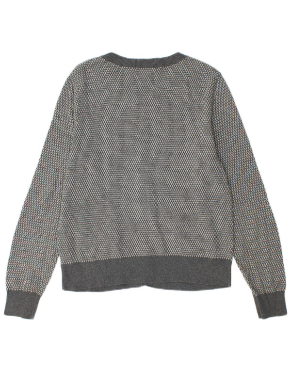 Maglione cardigan da donna EDDIE BAUER UK 14 grande cotone grigio