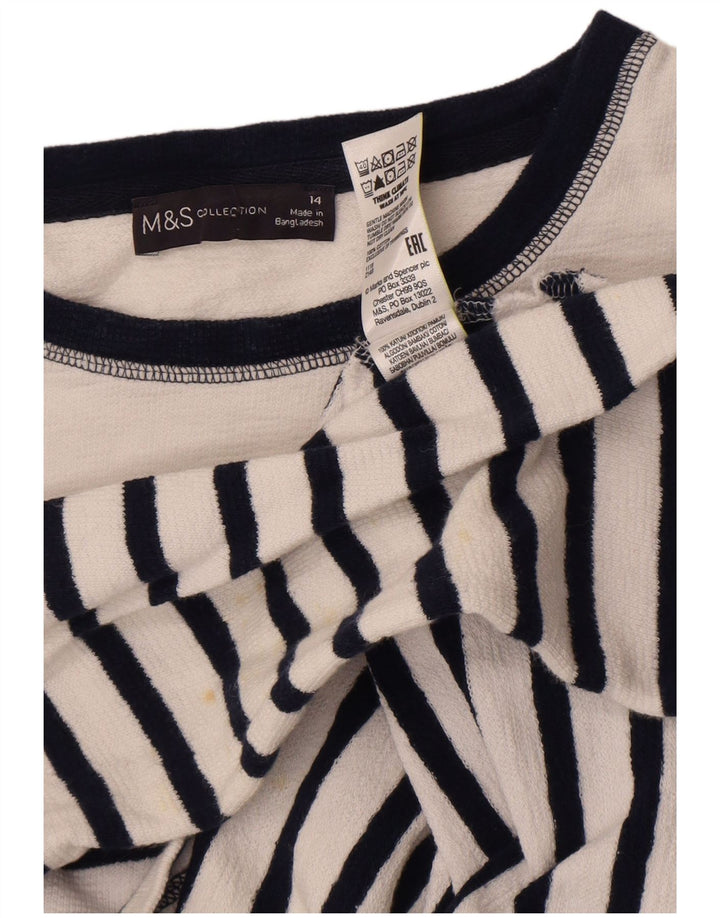 Maglione maglione girocollo da donna Marks & Spencer UK 14 grandi righe bianche