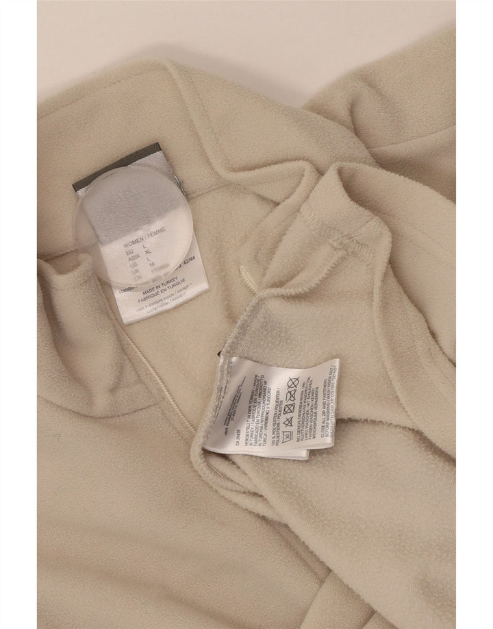JACK WOLFSKIN Maglione in pile da donna con collo e zip UK 16 Large Beige Poliestere