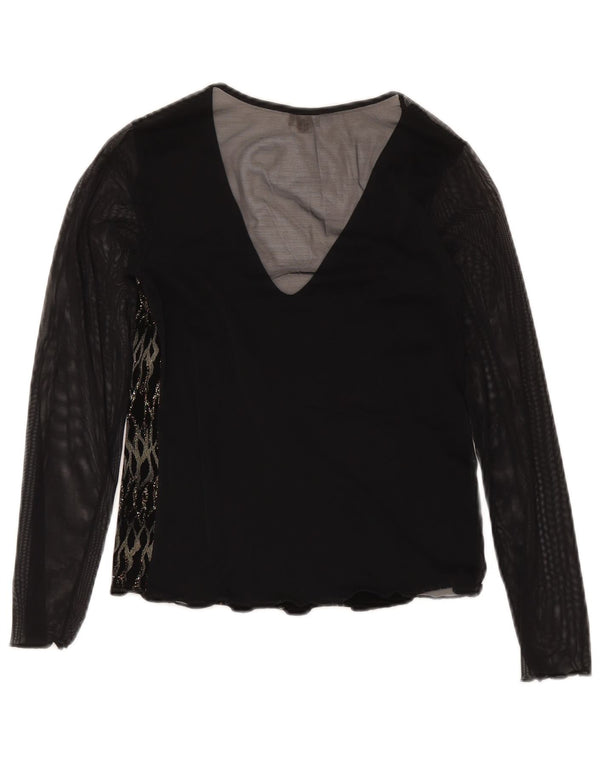 Top Yamamay da donna a maniche lunghe trasparente UK 12 medio a righe nere