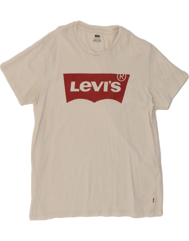 LEVI'S Mens Graphic T-Shirt Top Large White Cotton Vintage Levi's and Second-Hand Levi's from Messina Hembry 