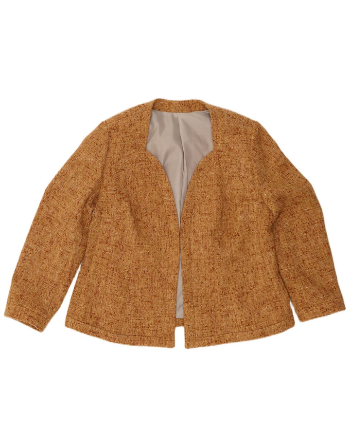 VINTAGE Womens Open Blazer Jacket UK 16 Large Beige Flecked