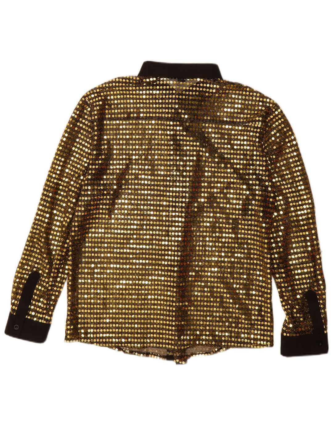 Camicetta camicia vintage da donna UK 18 XL poliestere oro
