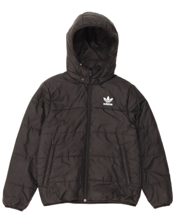Giacca imbottita con cappuccio Adidas da ragazzo 11-12 anni in poliestere nero