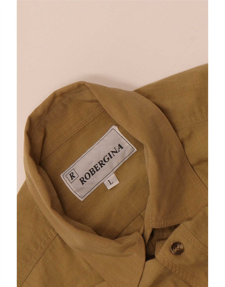 Camicia vintage da uomo grande marrone