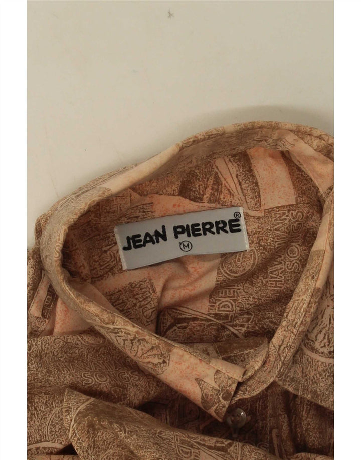 Camicia a maniche corte da uomo Jean Pierre Marrone medio geometrico