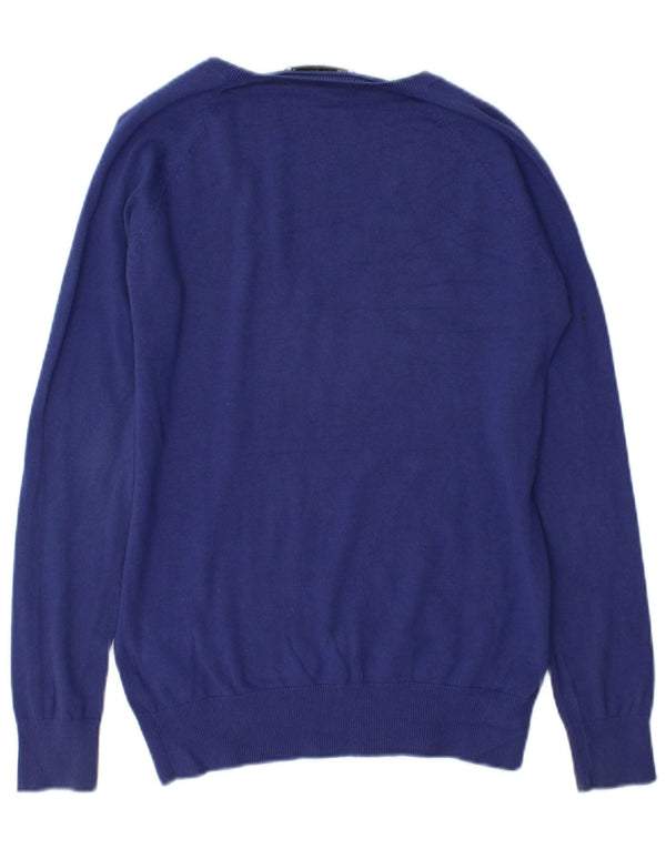 Maglione maglione con scollo a V da donna Zara UK 18 XL cotone blu