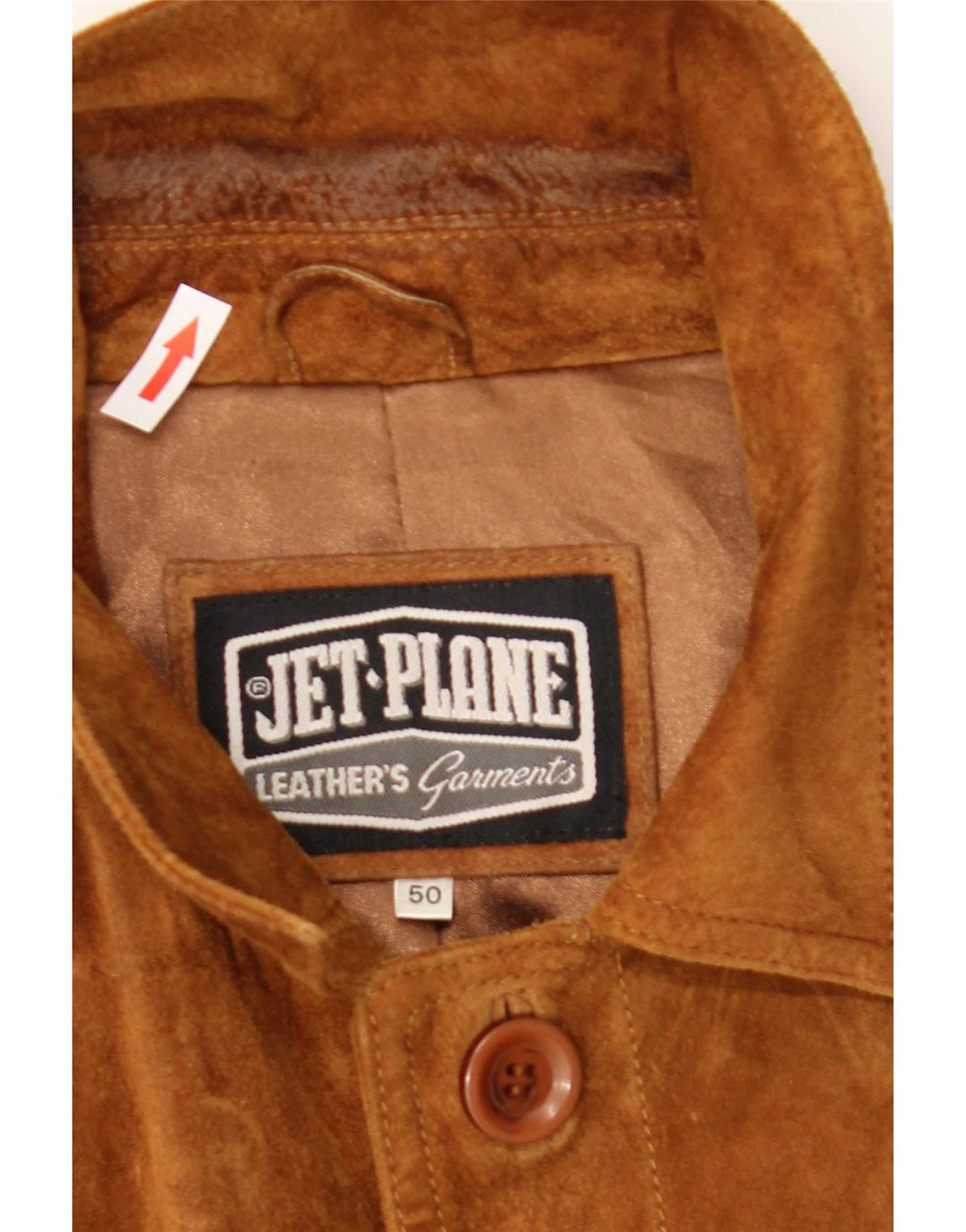 Giacca in pelle scamosciata da uomo Jet Plane IT 50 grande in pelle beige