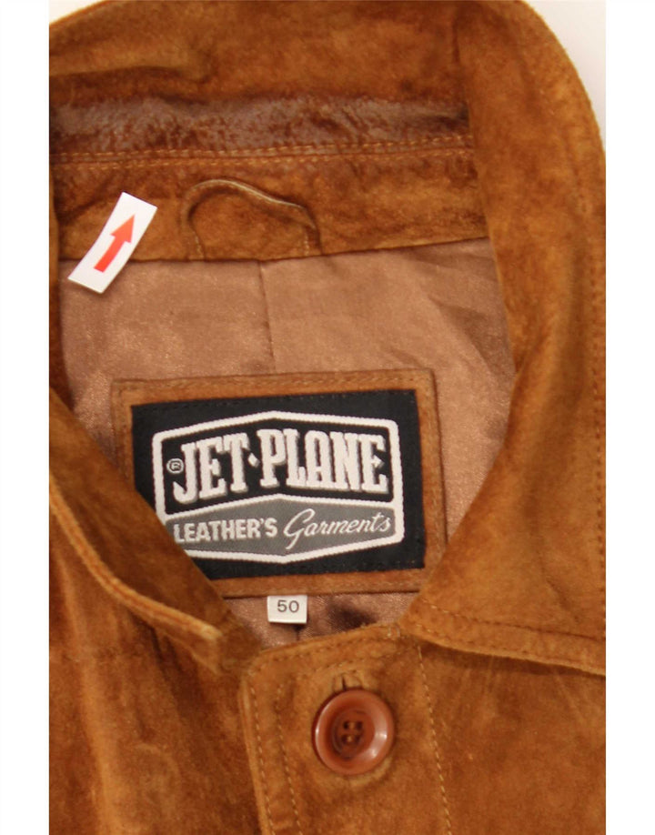 Giacca in pelle scamosciata da uomo Jet Plane IT 50 grande in pelle beige