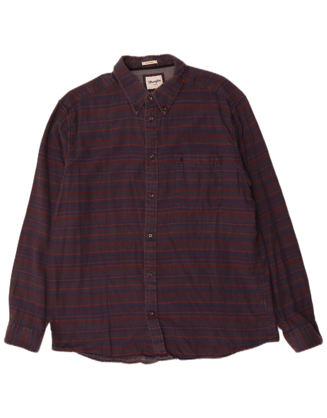 Camicia WRANGLER da uomo vestibilità regolare 2XL cotone a righe blu navy