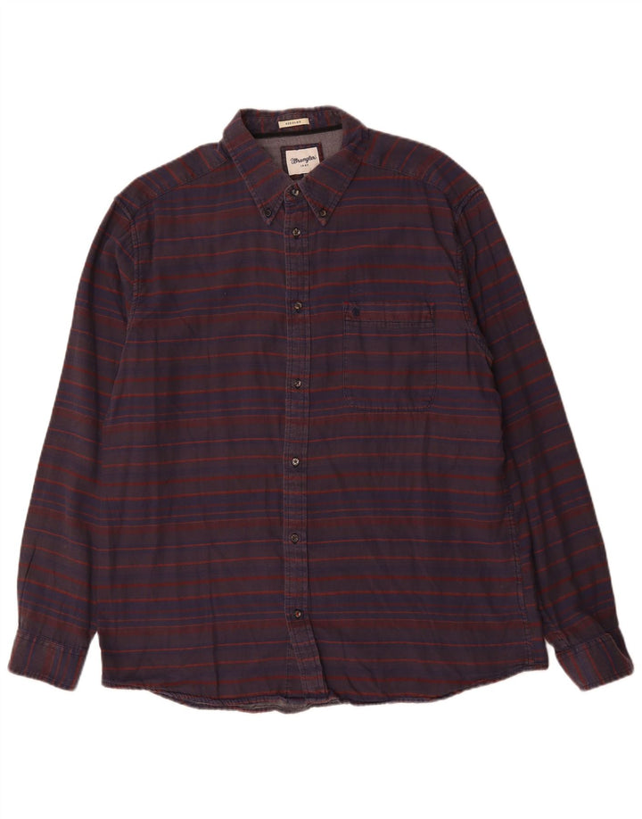 Camicia WRANGLER da uomo vestibilità regolare 2XL cotone a righe blu navy