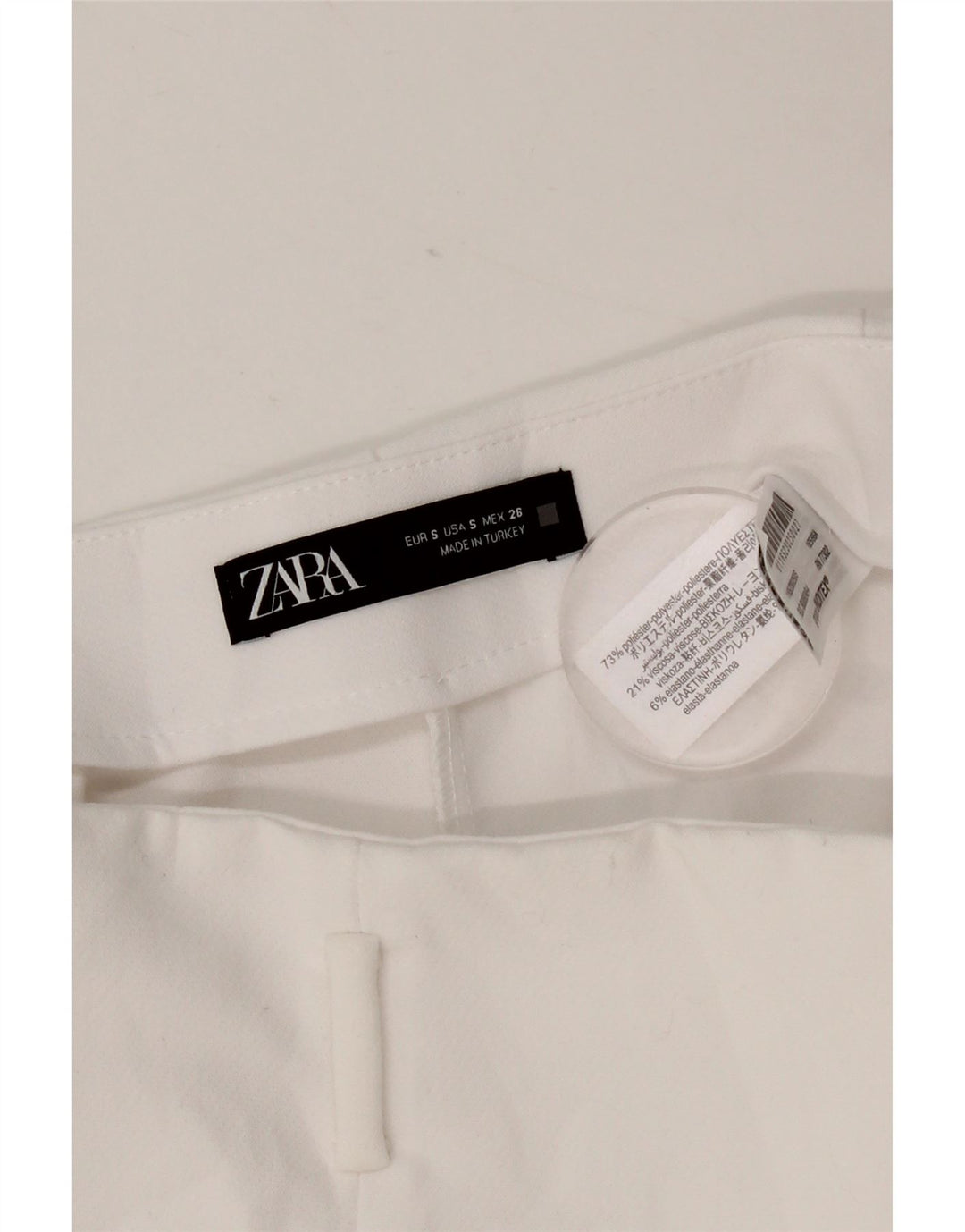 Pantaloncini casual a vita alta da donna Zara piccoli W26 poliestere bianco