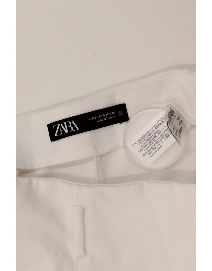 Pantaloncini casual a vita alta da donna Zara piccoli W26 poliestere bianco